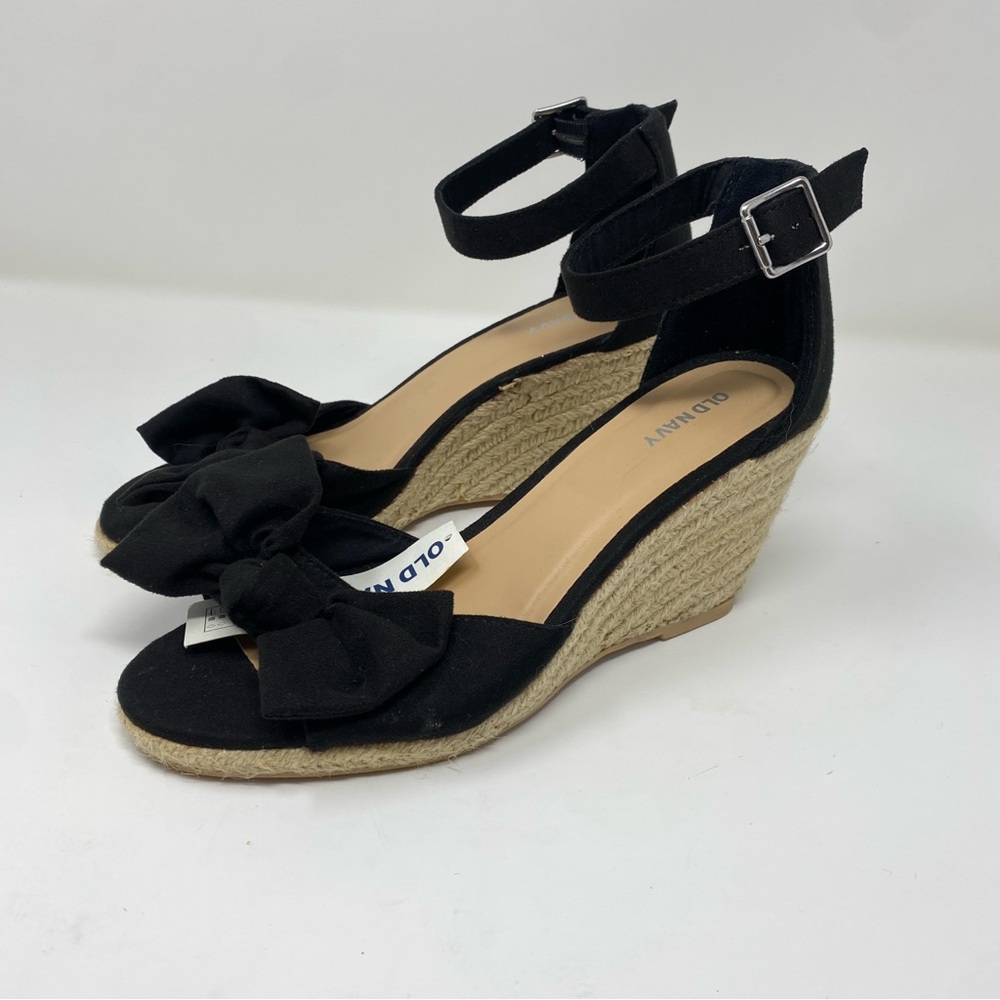 Old Navy Black Bow Espadrille Sandals Women's Size 8